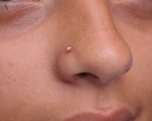 Unique 14k yellow gold filled NOSE STUD tiny 2mm synthetic Opal stone in 3mm handmade setting.