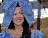 Whimsical, DERBY hat, bow hat, tulle, headpiece, headdress, blue, statement hat, crown, headpiece art
