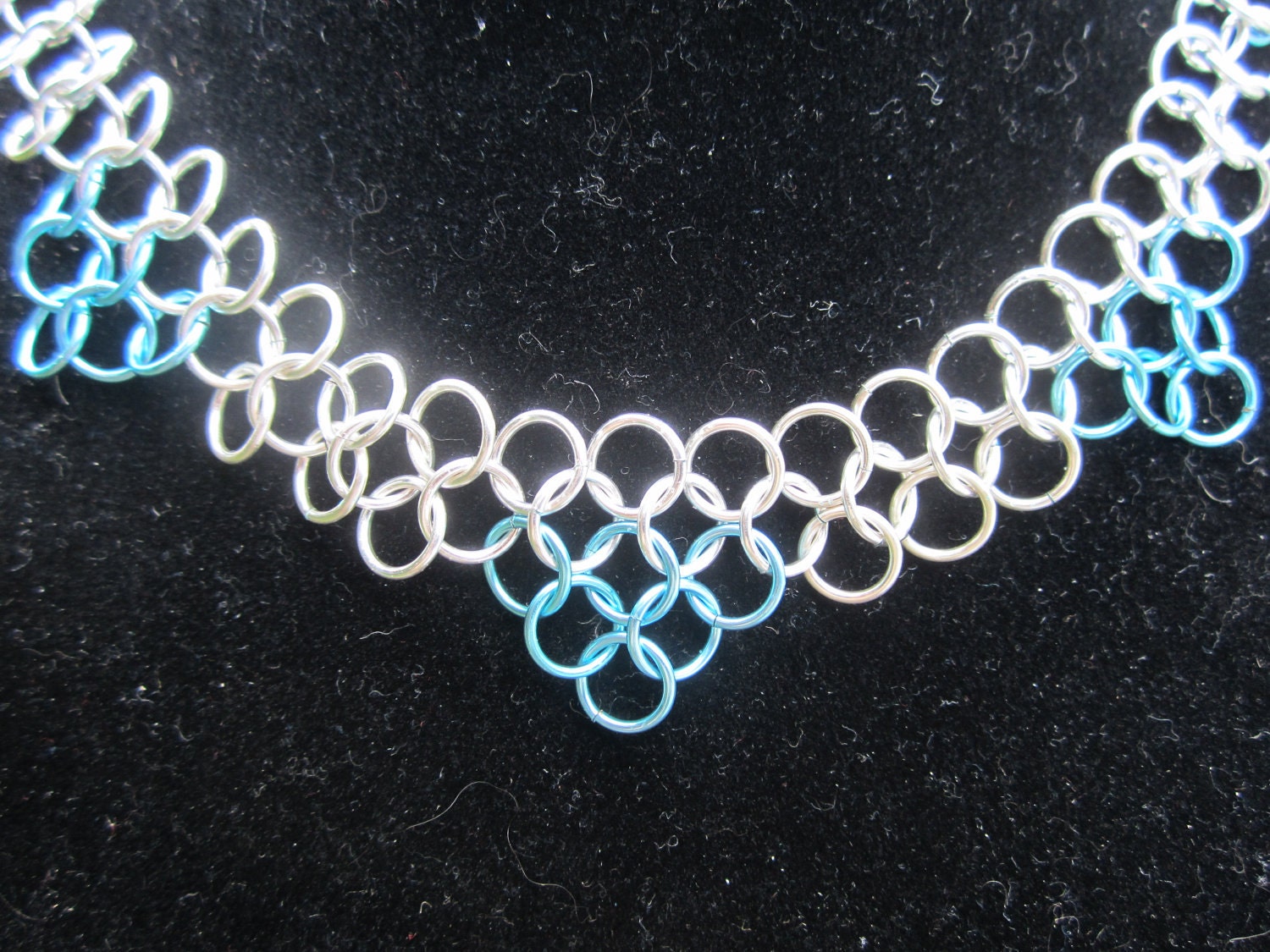 Silver and Light Blue Chain Mail Necklace