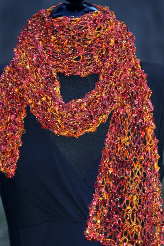 30% off WITH Free Shipping/  Phoenix Rising Silk Double-Strand Hand Knitted Scarf -3722