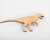 Allosaurus Brooch. Laser Cut Wooden Dinosaur Pin. Cherry Wood and Acrylic.