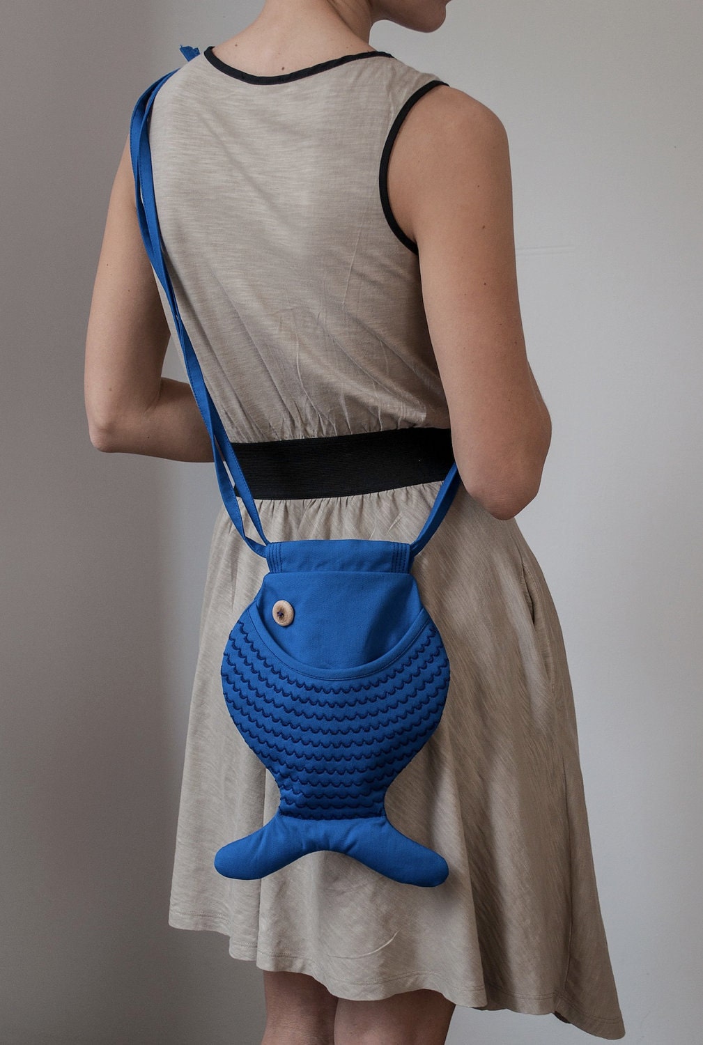 RESERVED FOR CRISTY Fish Bag Blue Fish Purse Persian Blue Cross Body Bag Cotton Bag Marine Style Mediterranenan Cute Boho Summer Bag