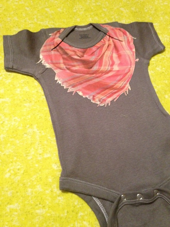 Grey Onesie with Red and Orange Hipster Scarf