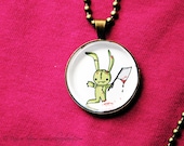 Zombie Bunny 1" Pendant Necklace - or 2 for 20 - Killer Cute Axe Rabbit - ReLove Plan.et