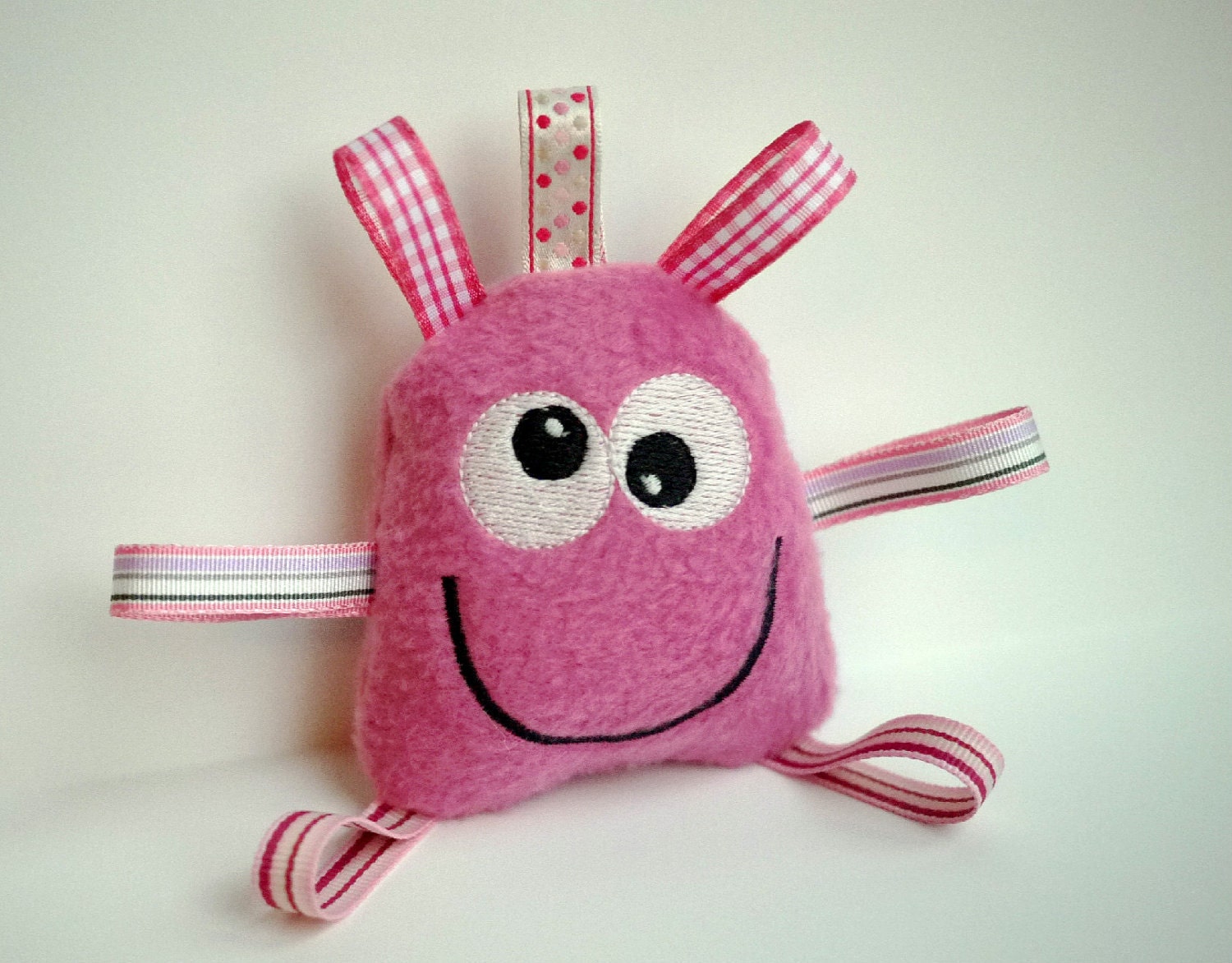 Baby Rattle - Pink Monster Taggie Toy - Stuffed Monster