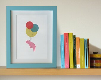 Illustration. Flying pig