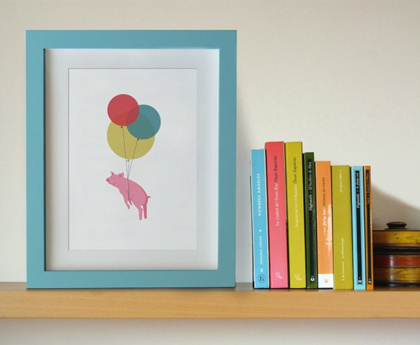 Illustration. Flying pig