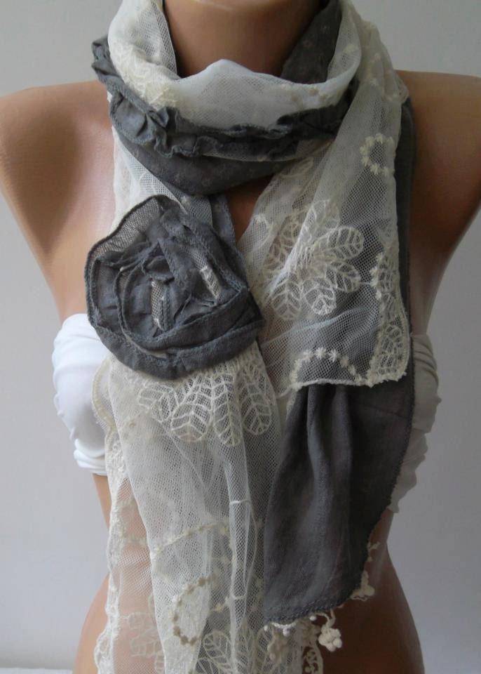 Georgeus Scarf Elegance Scarf Feminine Scarf Cotton and Tulle fabric