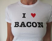 Woman's  "I Heart Bacon" Foodie T-shirt in many colors & sizes
