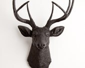 Faux Taxidermy - Faux Deer - The Ignatius - Black Resin Deer Head- Stag Resin Black Faux Taxidermy - Modern Home Decor