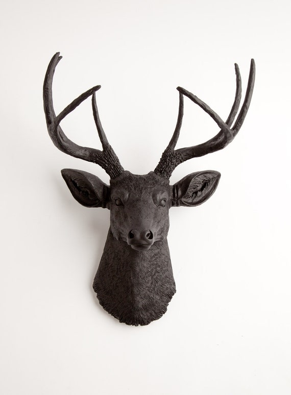 Faux Taxidermy - Faux Deer - The Ignatius - Black Resin Deer Head- Stag Resin Black Faux Taxidermy - Modern Home Decor