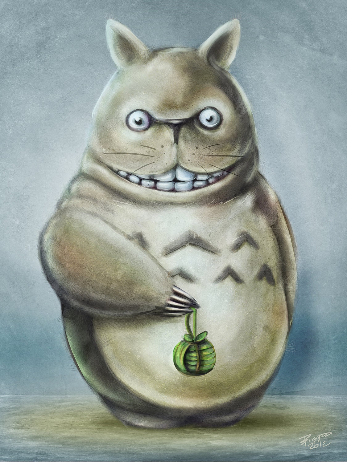 Miyazaki's Totoro Realistic Digital Painting - signed museum quality giclée fine art print 16" x 20"