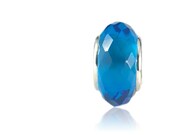 December Birthstone Blue Topaz Beveled Glass Charm Bead For European Bead Bracelets