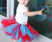 DR. SUESS INSPIRED--Custom Made Hand-Tied Ribbon Tutu Skirt with Free Flower Clip, sizes Newborn-5T