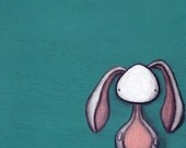 Bunny Rabbit art print - teal blue cute animal art, children wall art, nursery decor, kids wall art, giclee print