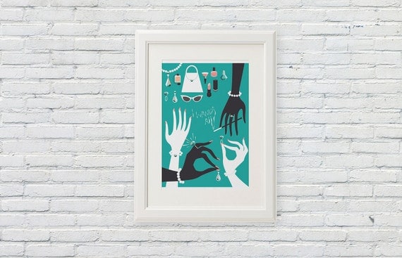 diamonds are forever midcentury 50's modernist retro poster