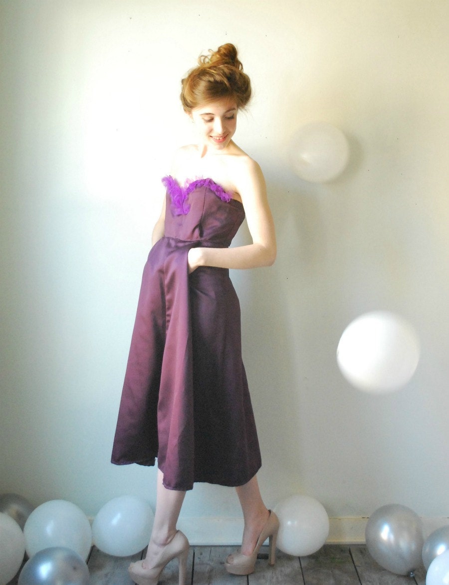 Sweetheart Neckline Prom Dress with Tulle in Deep Purple