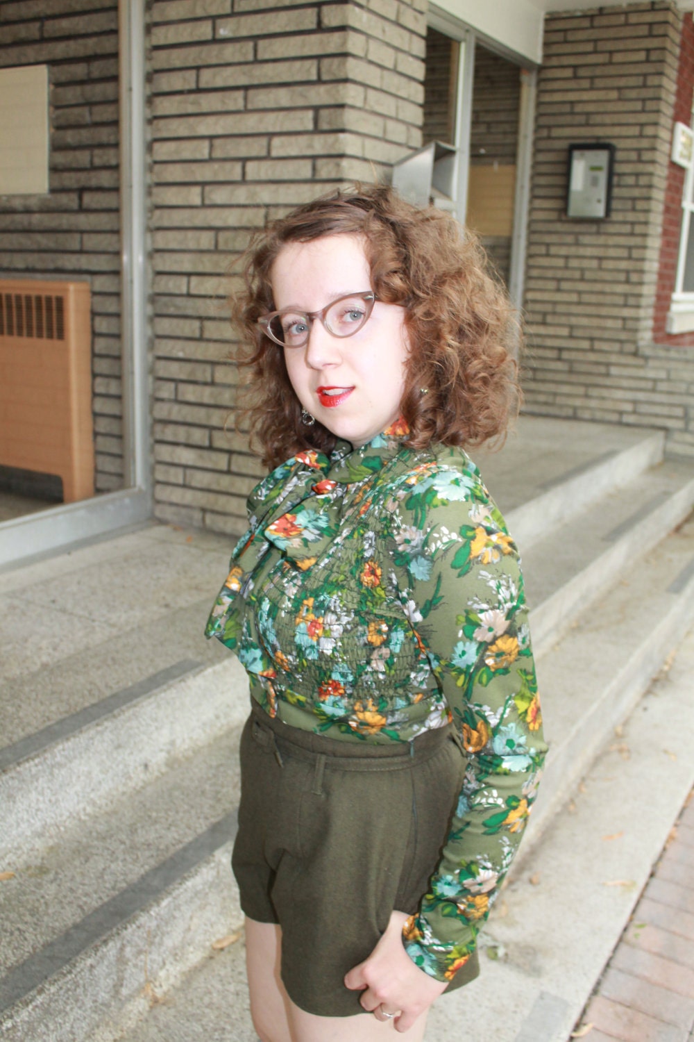 1970s Cropped Floral Marci Blouse / Hippie / Boho / S Small or M Medium