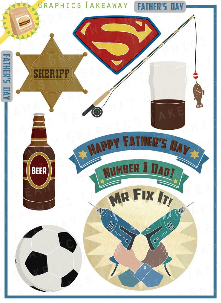 Father's Day Clipart/ Digital Collage (Commercial use license)