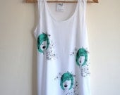 Mint Lady- Tank Top- Size 8 /10- Womens T-shirt- Limited Edition- Screen Printed- White T-shirt- Loose Fit- Racer Back
