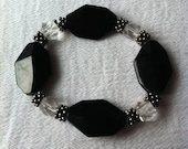 Black and Clear Crystal Beaded Bracelet