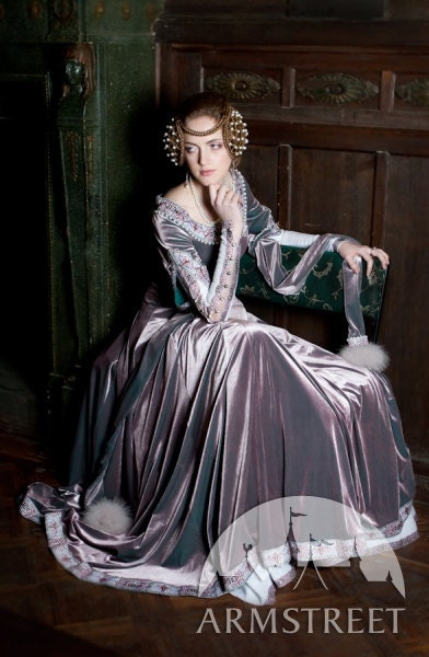 SALE Custom Size Renaissance Dress "Lady Rowena" exclusive velvet embroidered medieval gown