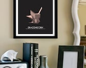 Papercraft Taxidermia: 11"x14" Origami Inspired Dragon, Hare and Unicorn Illustration