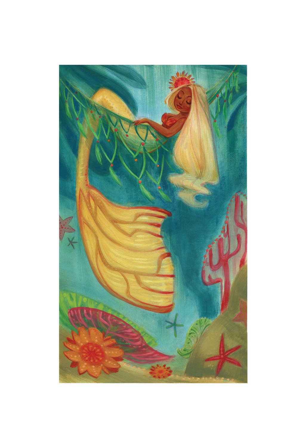 Summer Mermaid MEDIUM 13x19 Art Print