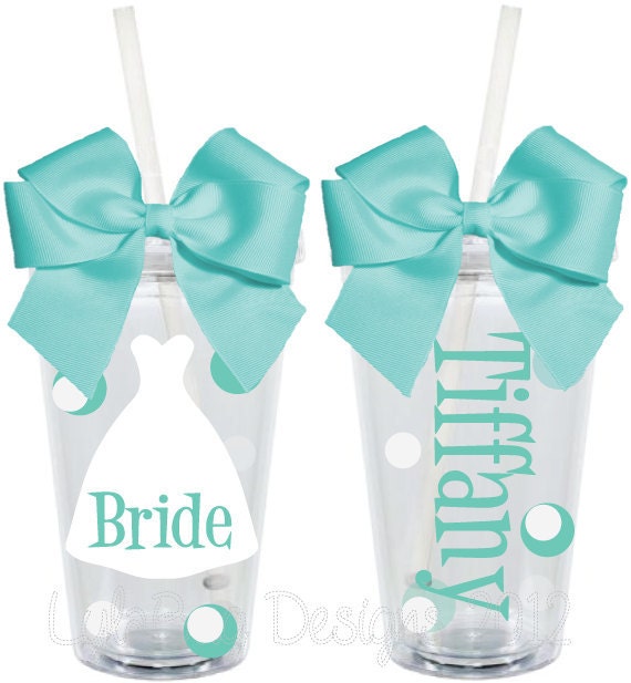 Bride and Bridal Party Wedding Personalized 16oz  Acrylic Tumbler