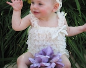 Baby Lace Romper with Ivory Lace Headband. Baptism.