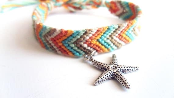 Starfish Friendship Bracelet Charm Wood Beads Boho Surf Style Beach Beachy Ocean Breeze Summer Fashion Pookie Design
