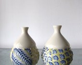 Royal Blue and Chartreuse Bud Vase