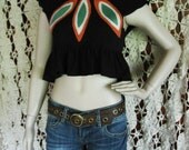 SALE---REVIVAL Black Keyhole Crop Top, Upcycled Tshirt Knit, Eco Friendly, Repurposed, Recycled, Eco Fashion