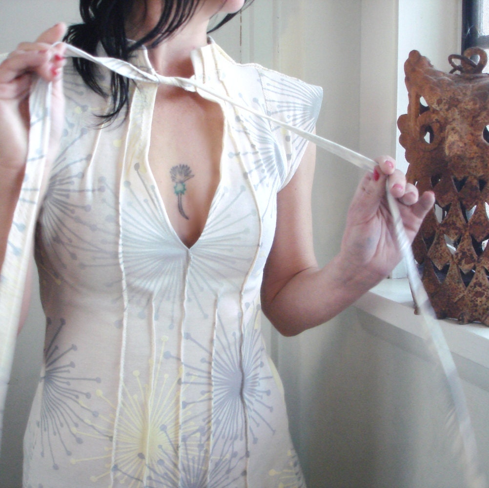 Stardust - Made To Order - iheartfink Handmade Hand Printed Womens Beautiful Artisitc Blouse Top with Ties