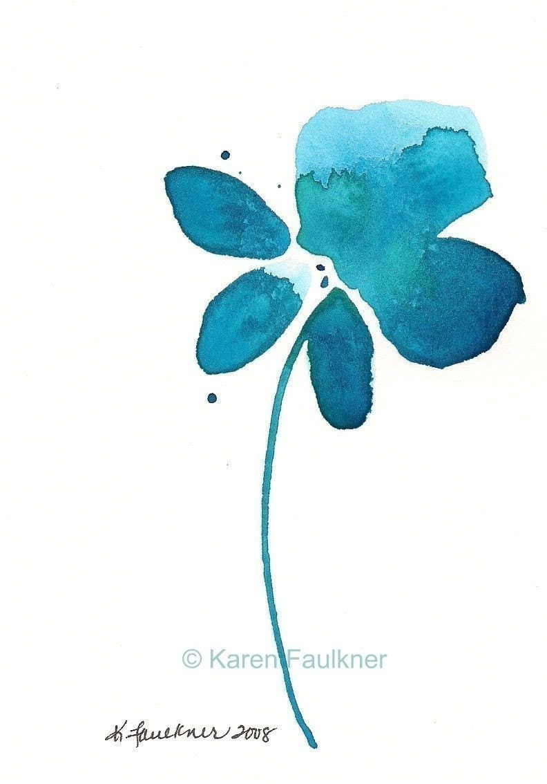 Watercolor Flower, Art, Print, Giclee Print: Teal Turquoise Explosion