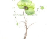 Watercolor Flower Art Print: Olive Orchid