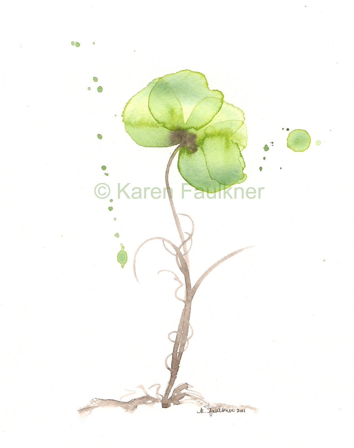 Watercolor Flower Art Print: Olive Orchid