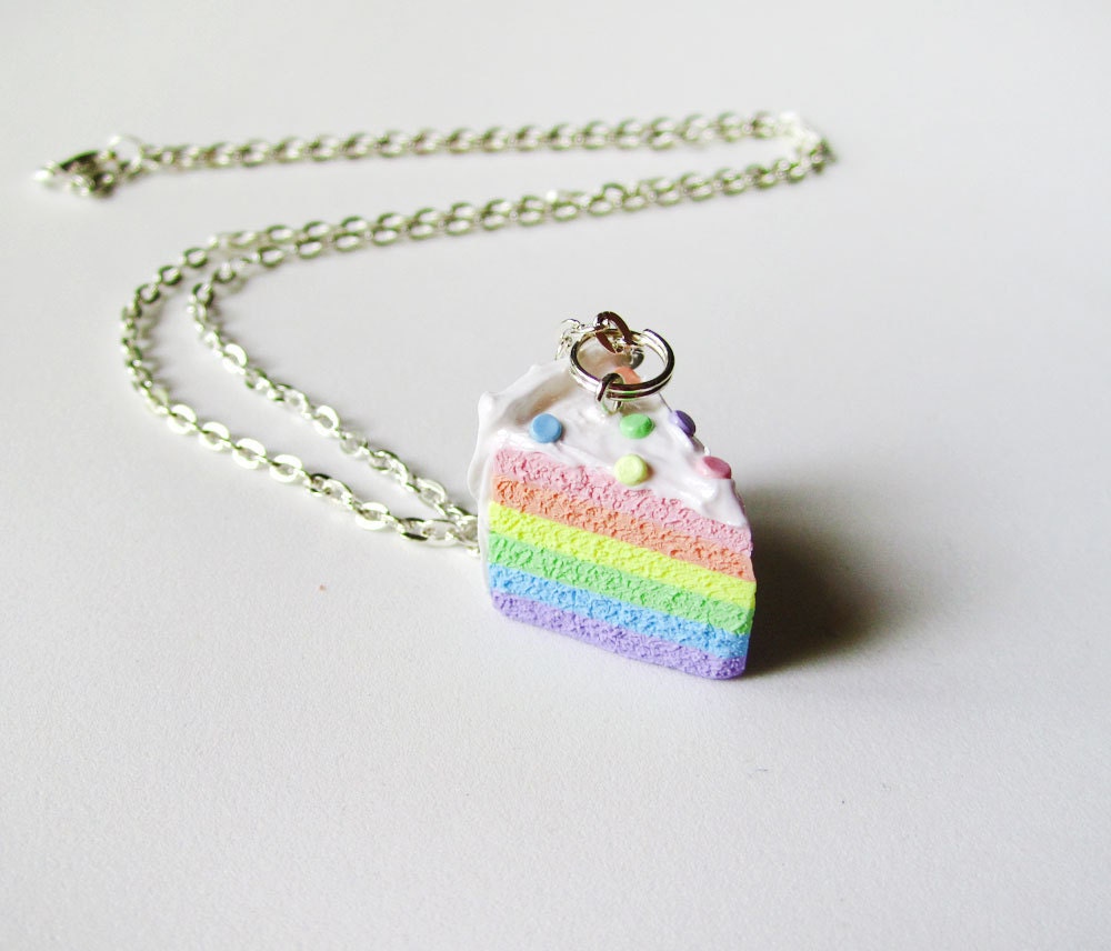 Cute Pastel Rainbow Cake Necklace