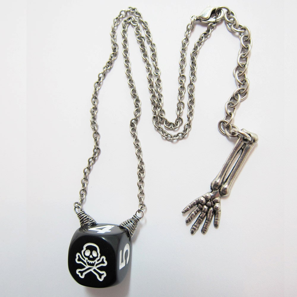 Restless Bones (black skull D6 necklace)