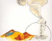 figure collage and watercolor, acrylic art on paper, Constellation VI