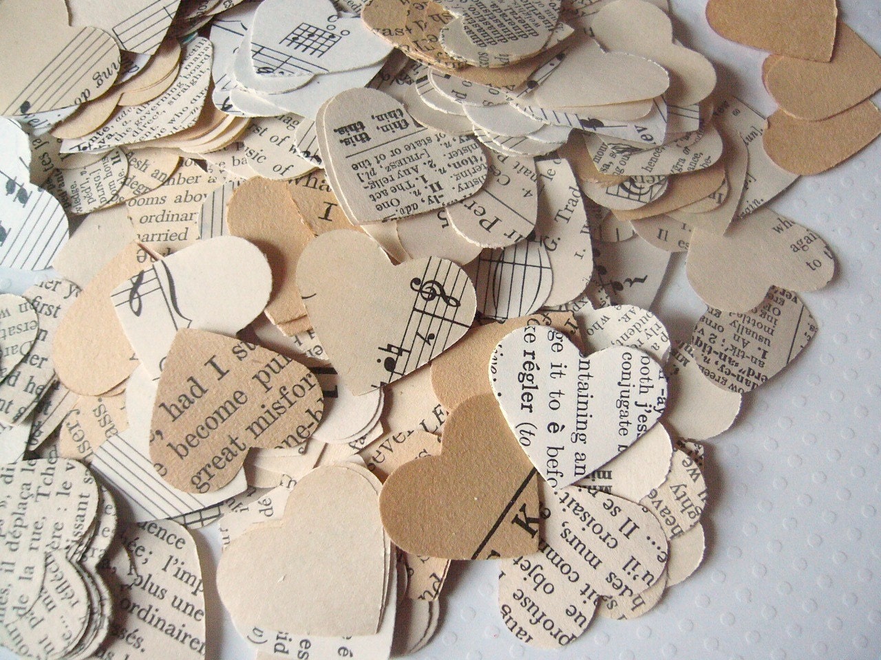Vintage Wedding - Vintage Paper Heart Confetti - Sheet Music wedding confetti heart wedding decor wedding favors whimsical