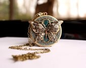 Women's Locket / Gift For Her / Personalized Necklace Pendant / Blue Butterfly Locket / Picture Photo Locket