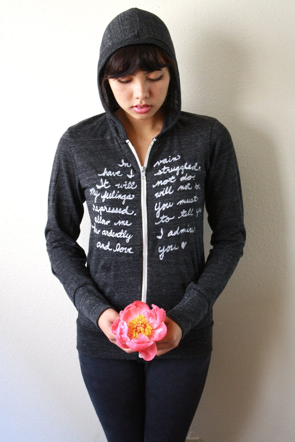 Mr. Darcy Proposal/Pride and Prejudice. LARGE Zip Hoodie in Eco Black