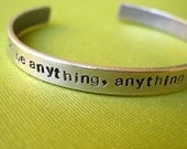Custom Cuff Bracelet in Aluminum -hand stamped on both sides