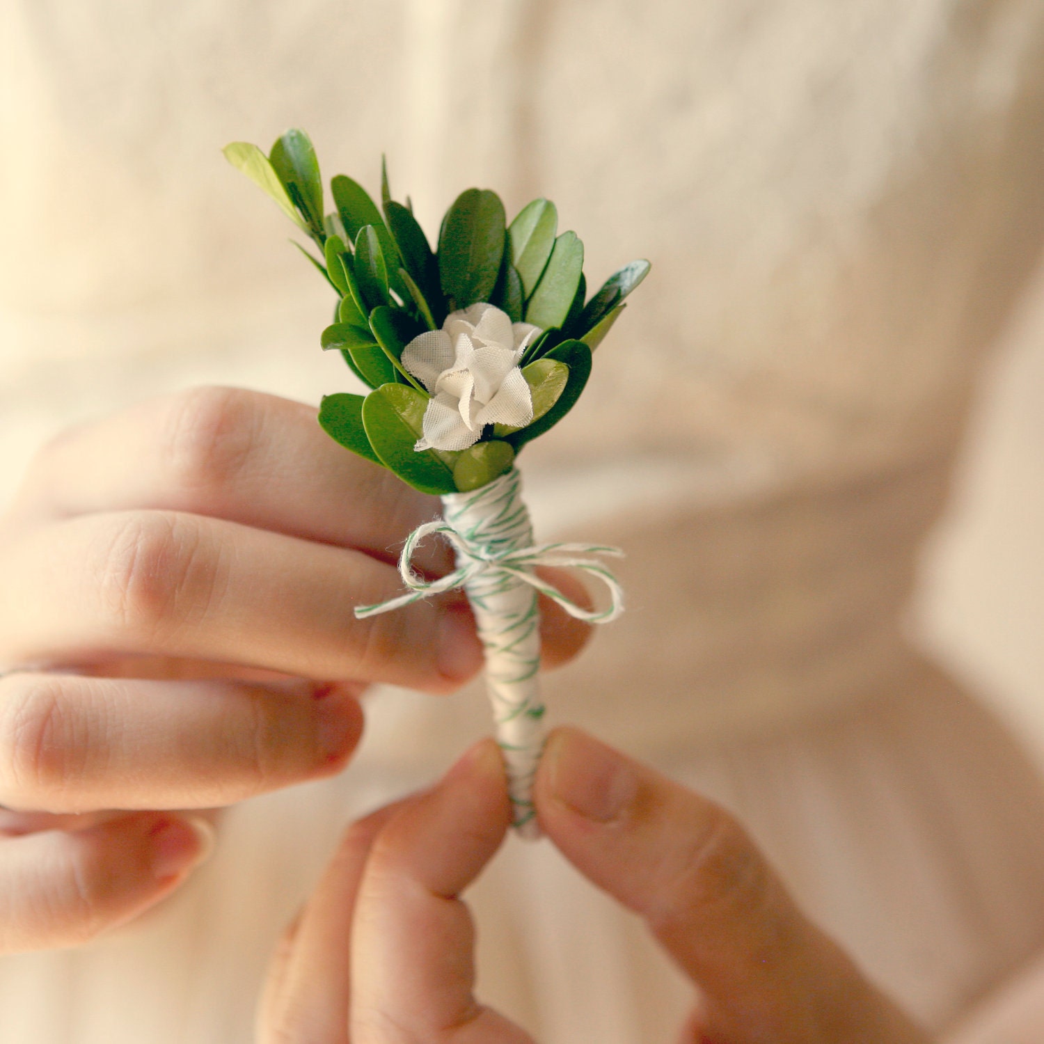 natural boutonniere, wedding keepsake, buttonhole - GARDEN GREEN