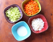Colorful Prep Bowls -Urban Fusion Extra Small Square Bowls Set of 4 - Functional Pottery Home Kitchen Serving Gourmet Chef Gifts UF-260