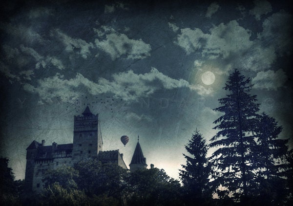 Nature photography, Enchanted forest, Halloween decor, Halloween, Moon, Full moon forest, Home decor, Haunted castle, 5x7(13x18cm)