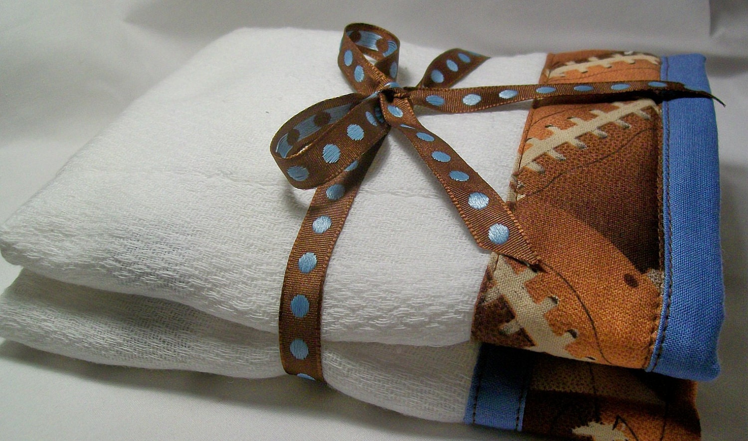 Burp Cloths Football Print with Your Choice of Trim Color Set of Two Unisex Includes Personalization of Both Burp Cloths Made To Order