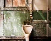 Urinal, Decaying Bathroom, Old Toilet, Abandoned Building, HDR, Urban Exploration, Color Photograph of old urinal in abandoned building.