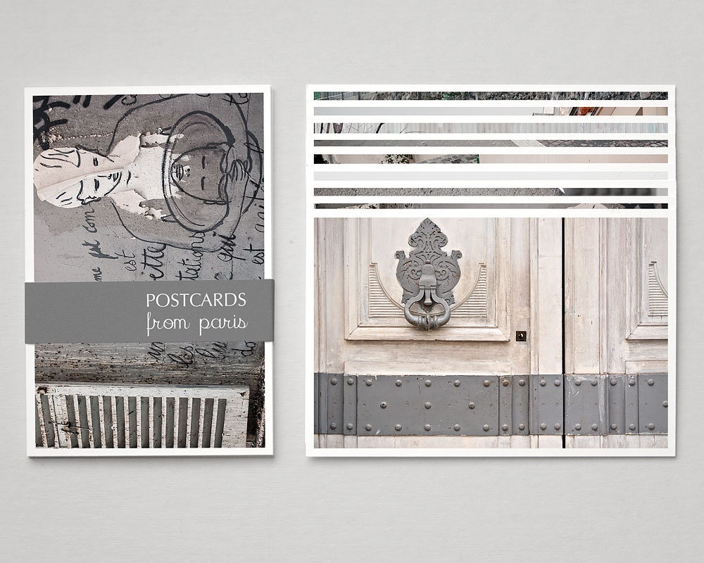 Postcards from Paris, Set of Nine Grey Paris Postcard Collection, Gray 4x6 Photo Cards, Paris Photograph Art Prints, Paris in Color